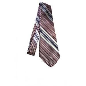 1970s Riviera Wide Necktie, Mauve White & Blue, 4 X 58 Inches